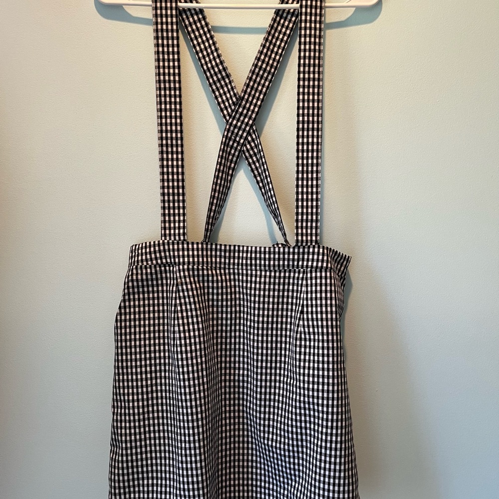 Forever 21 black and white checkered overall dress